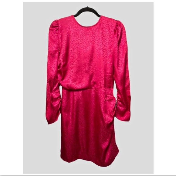 NWT ANTHROPOLOGIE | NSR ANIMAL PRINT SATIN
RUCHED PUFF SLEEVE MINI DRESS - Picture 2 of 10